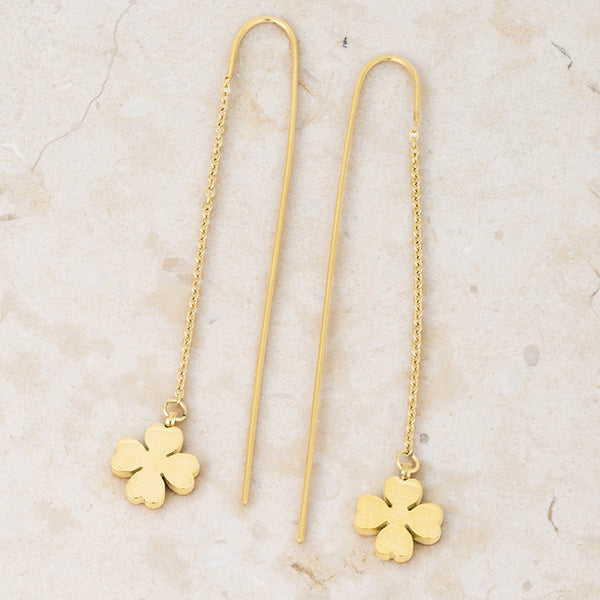 Dainty Stainless Steel Gold Clover Crystal Necklace