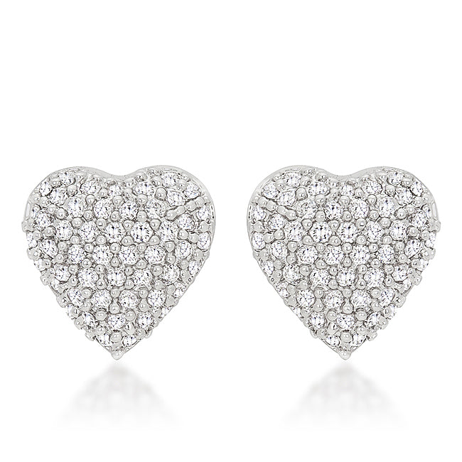 Kate White Gold and Diamond Pavé Heart Stud Earrings | Shy Creation |  SC55006717