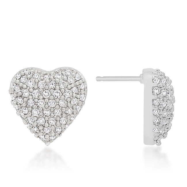 Norman Covan Pave Puffy Heart Diamond Drop Earrings in 18k white gold
