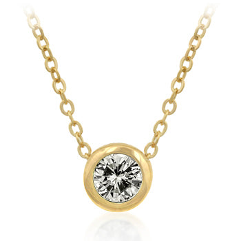 Solitaire Bezel Cubic Zirconia Golden Pendant - J GOODIN