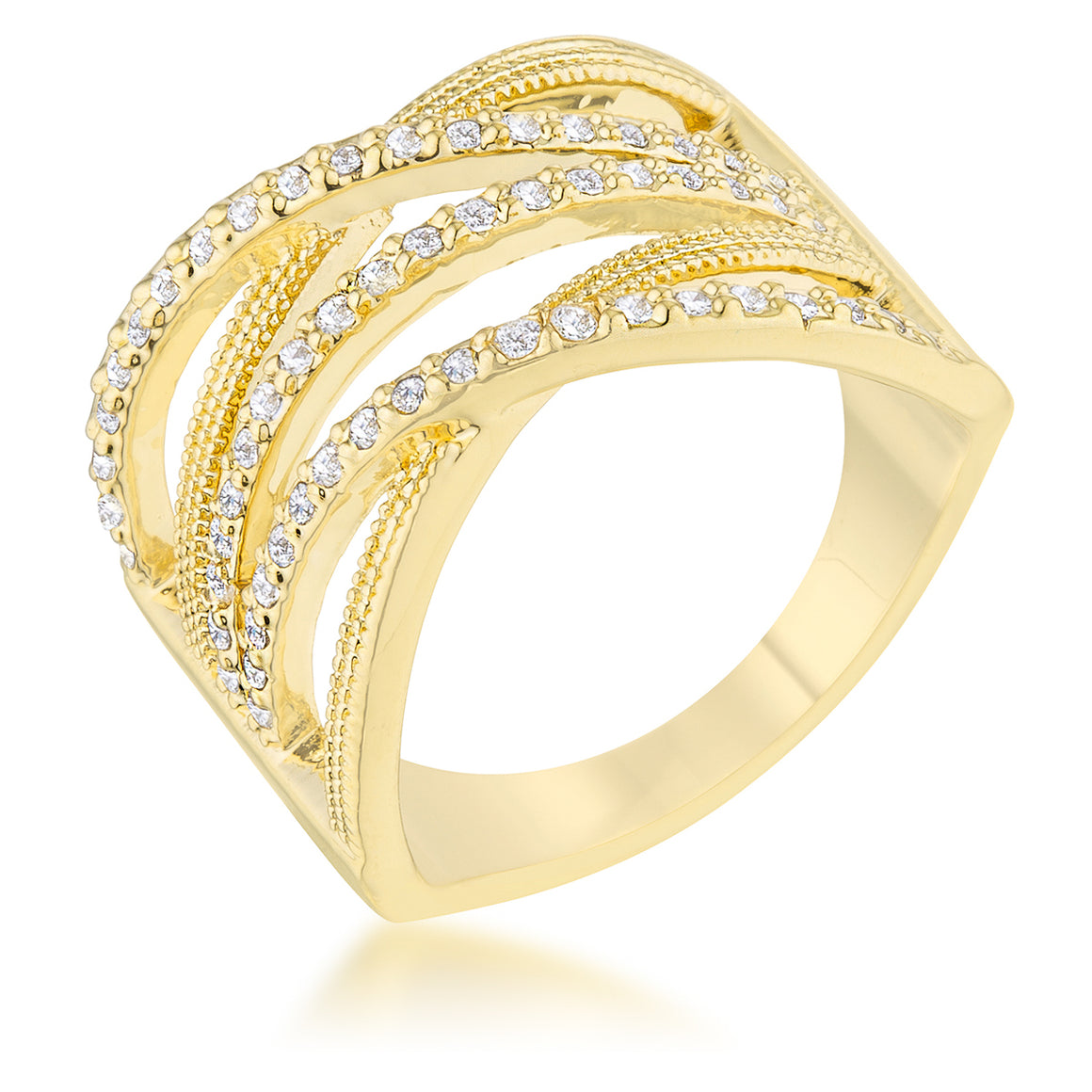 Greta 0.57ct CZ 14k Gold Wide Cocktail Cable Ring - J GOODIN